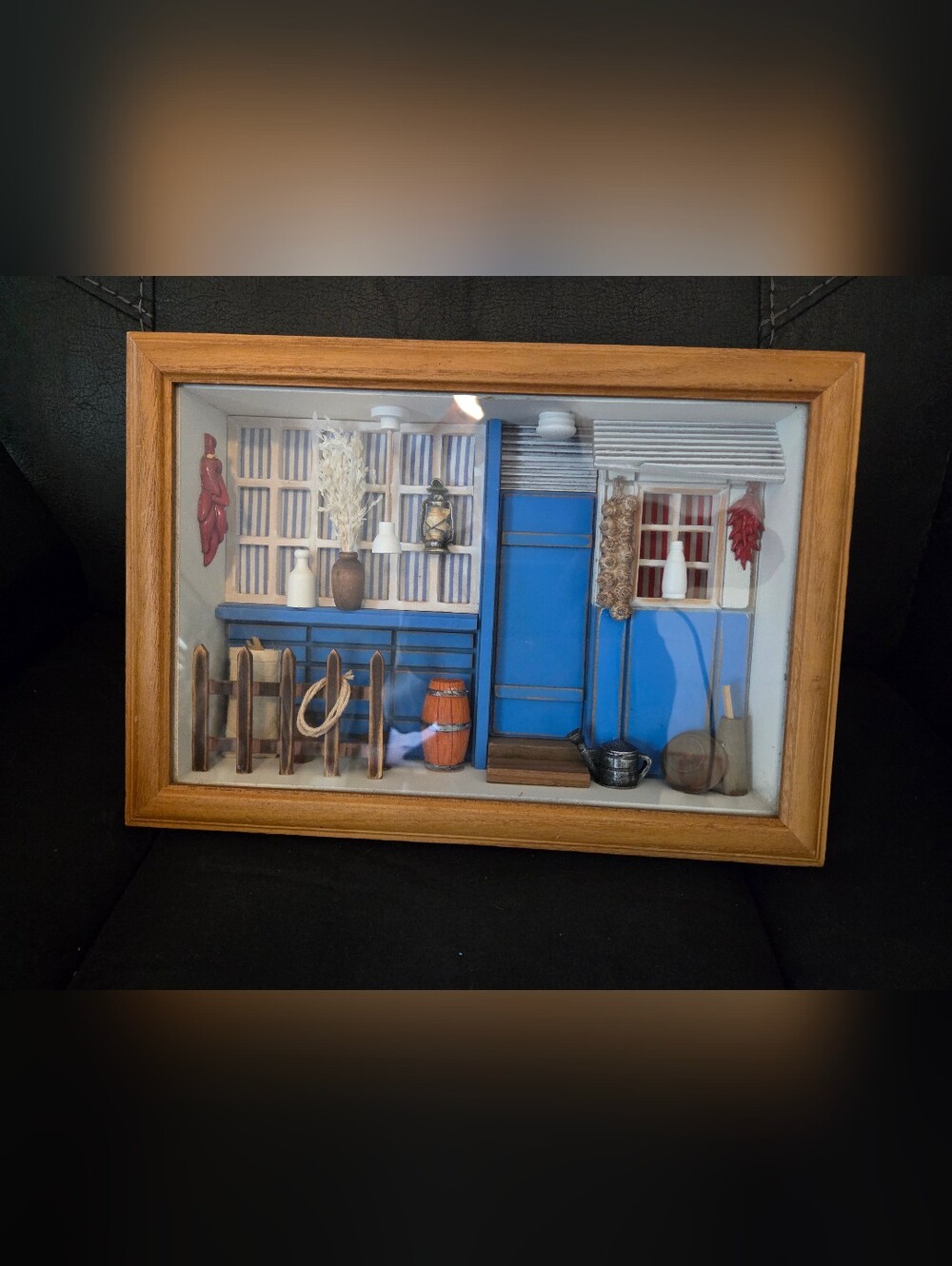 VTG Seymour Mann Handcrafted 3-D Front Porch Shadow Box with Glass Cover 9x13